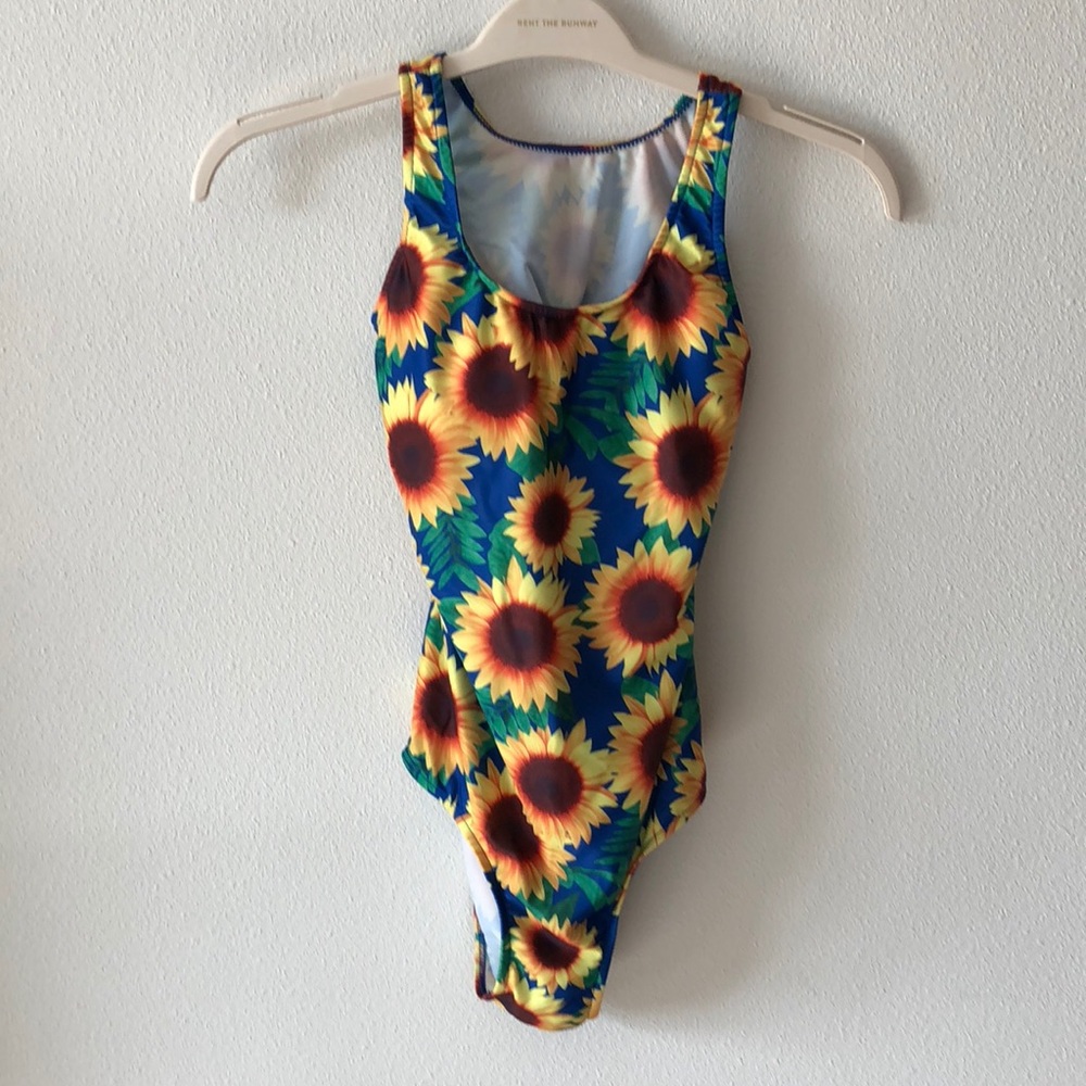 Sunflower print one piece swimsuit